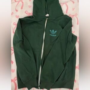 Adidas Forest Green Hoodie with Blue Logo